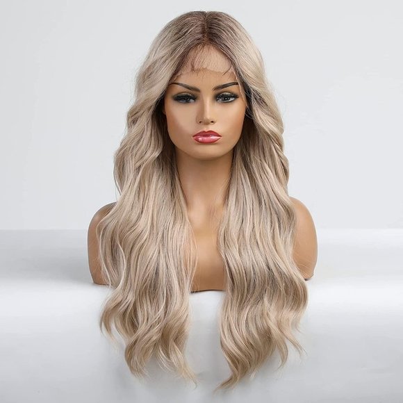 Long Ombre Light Blonde Middle Part Wig - Picture 1 of 7